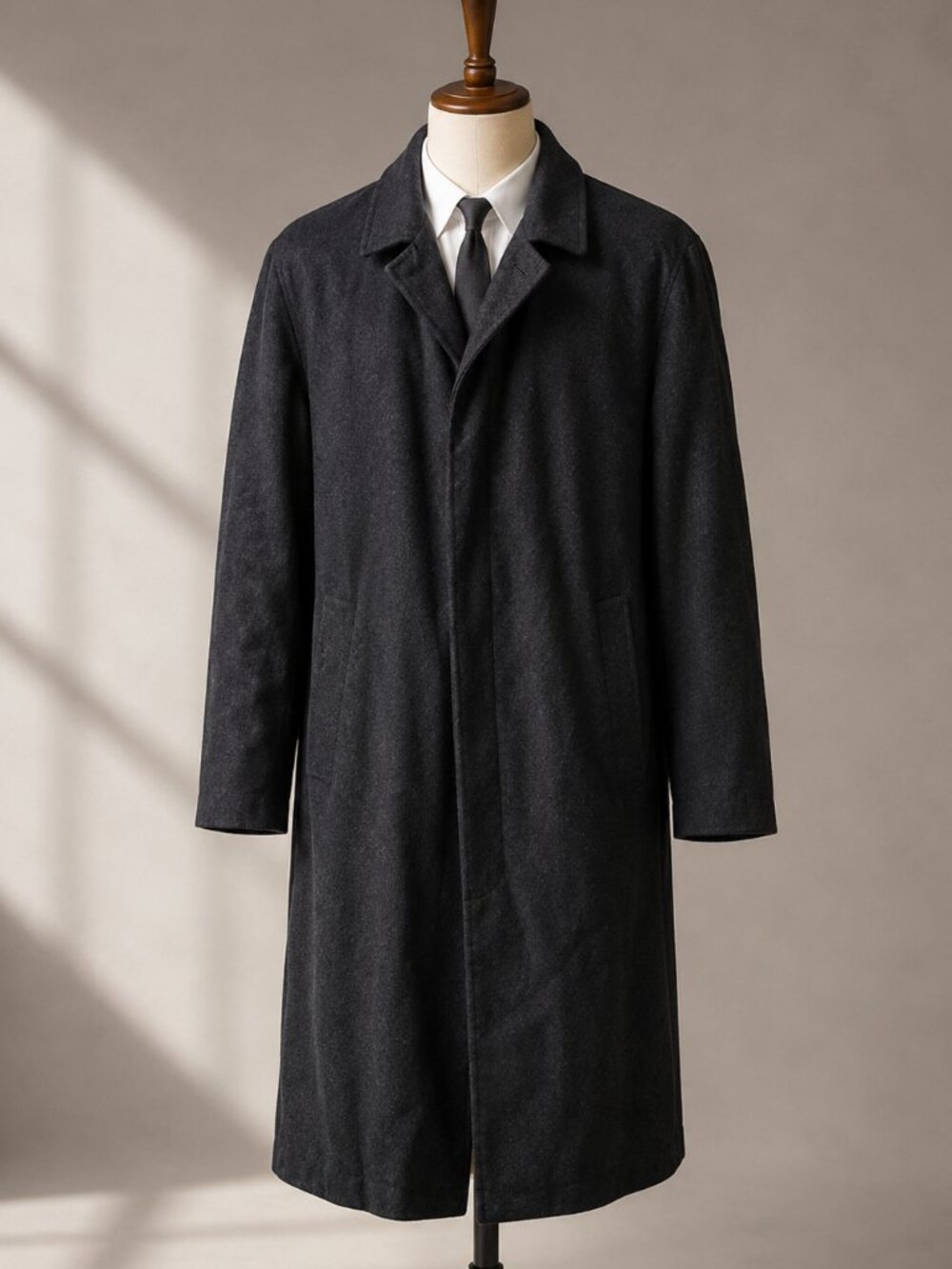 Vintage Calvin Klein Collection Men's 44R Charcoal Wool Overcoat Italy Old Money